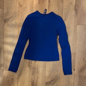 SKIMS COTTON JERSEY LONG SLEEVE T-SHIRT | COBALT